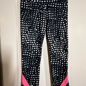 Under Armour Black and White Dot Leggings with Pink Accents